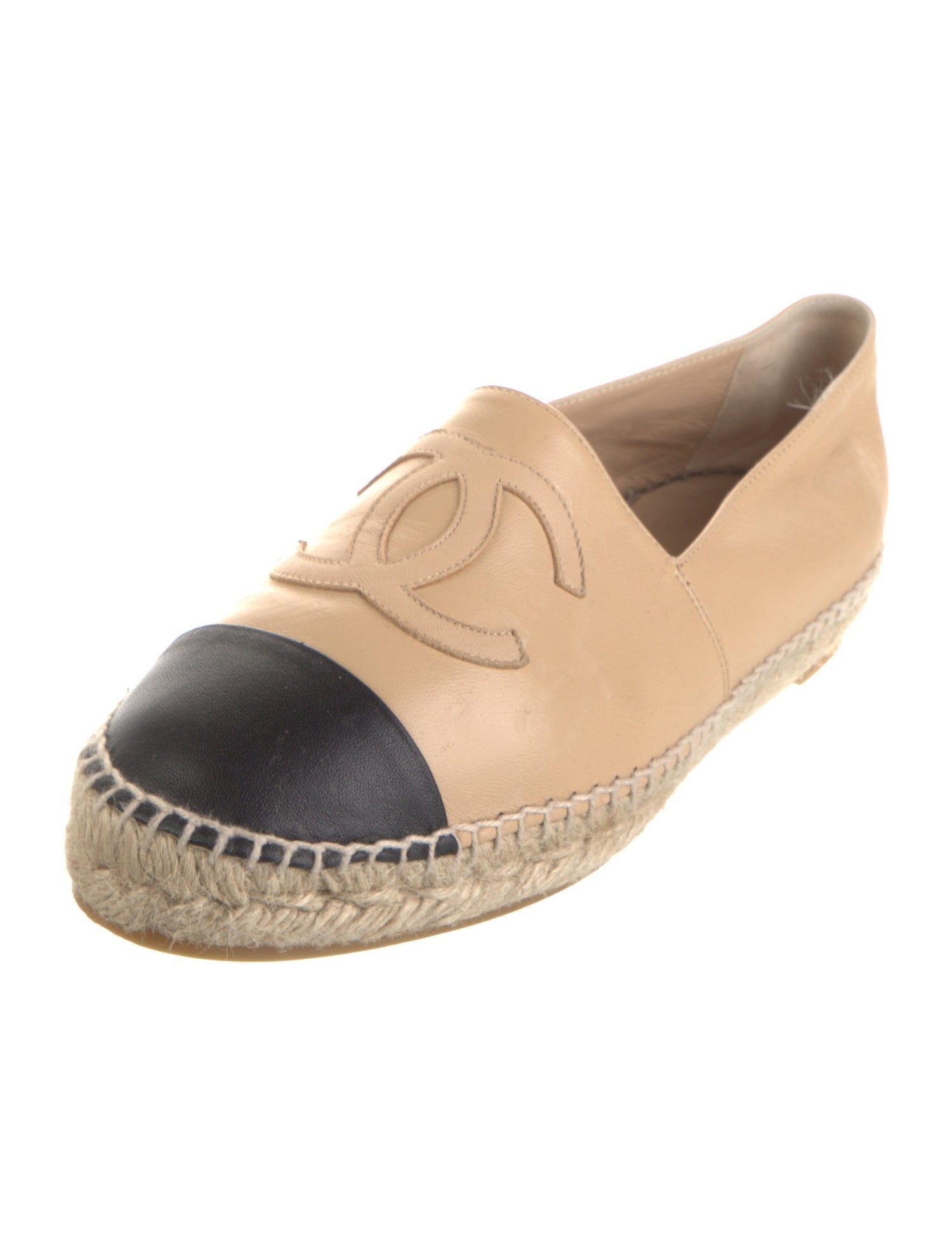 Chanel Interlocking CC Logo Leather Espadrilles