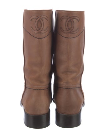 Chanel Interlocking CC Logo Suede Western Boots