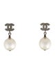 Chanel 2023 Faux Pearl & Strass CC Drop Earrings