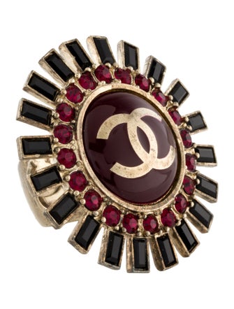 Chanel Resin & Strass CC Cocktail Ring