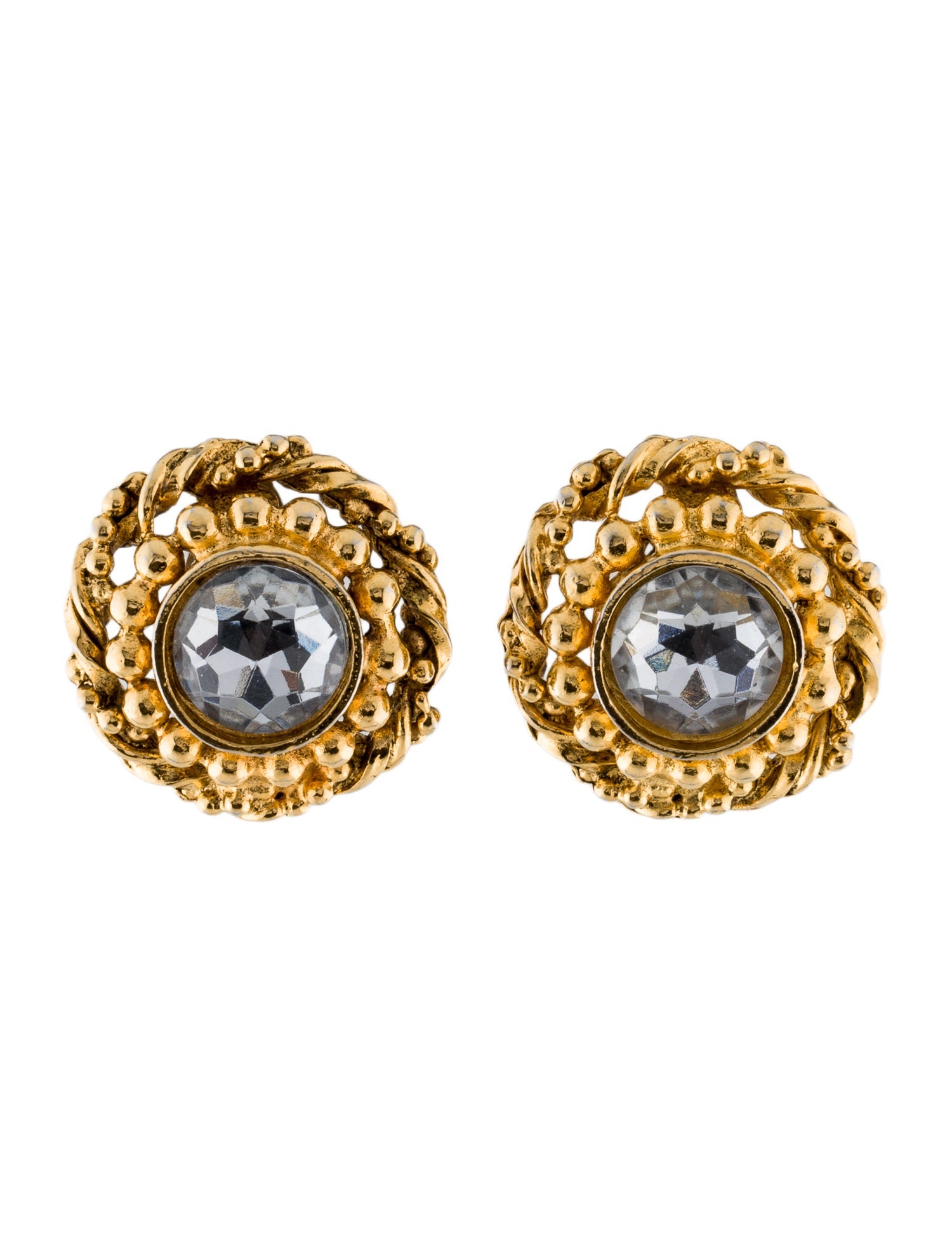 Chanel Vintage Strass Clip-On Earrings