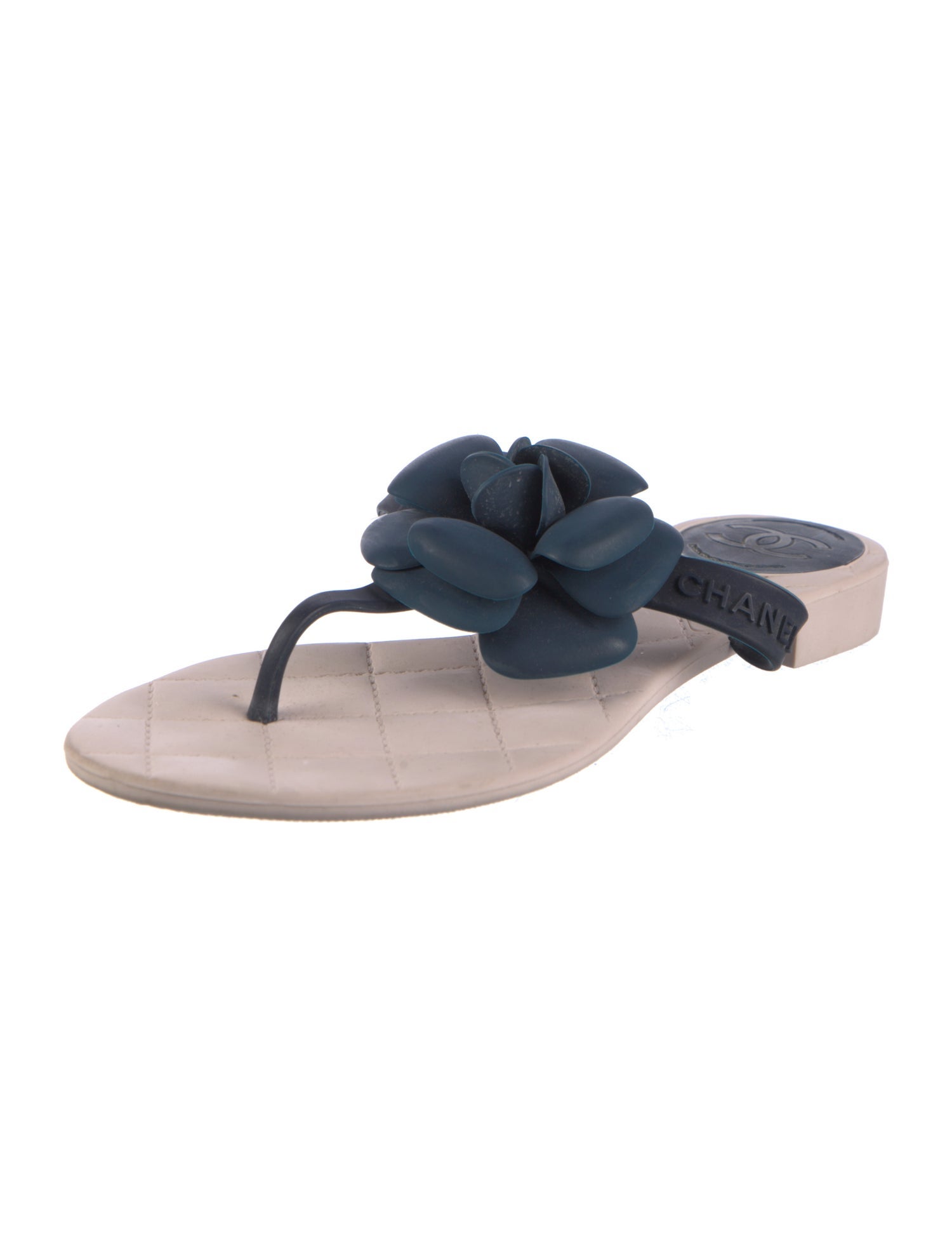 Chanel Interlocking CC Logo Rubber Slides