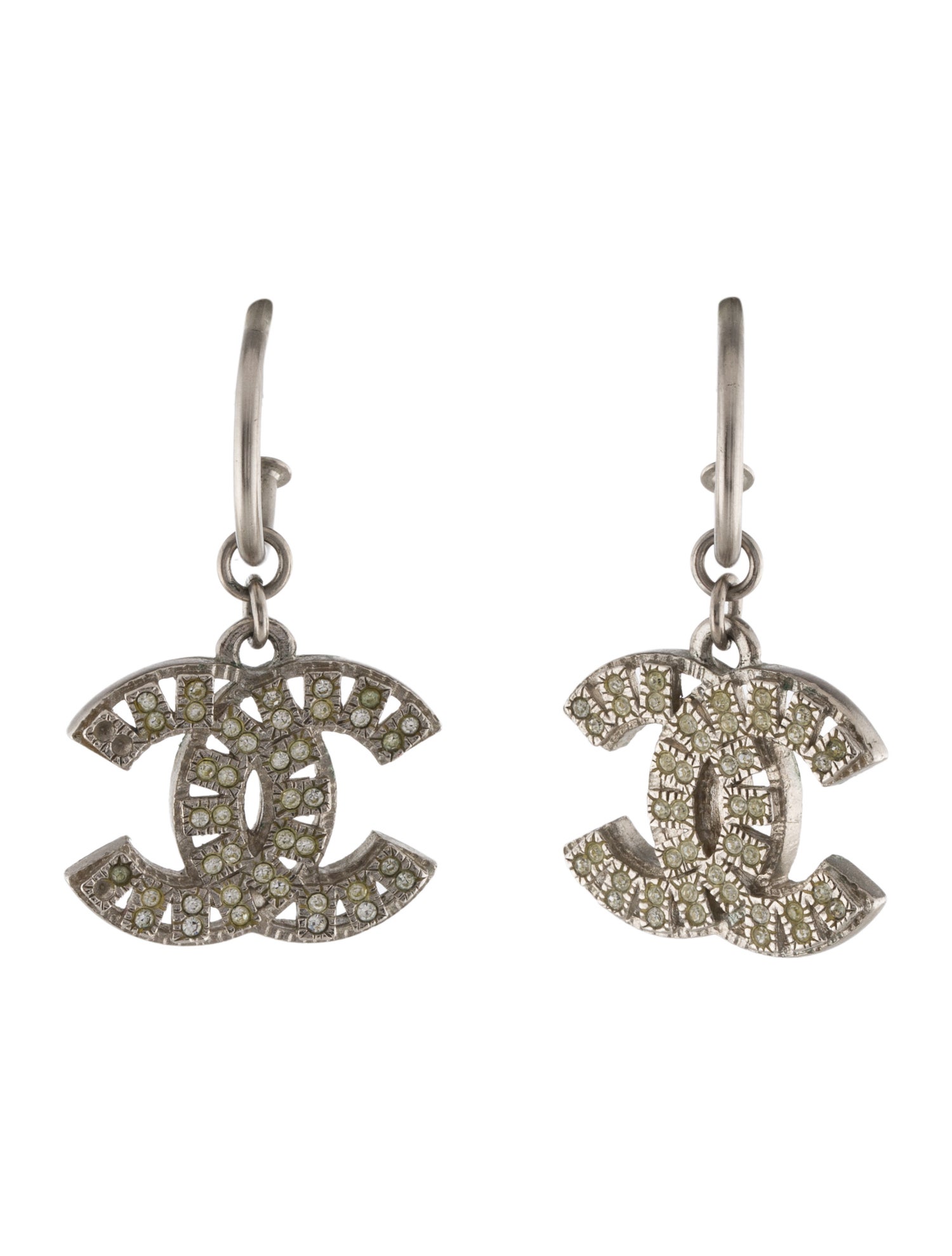 Chanel Strass CC Drop Earrings