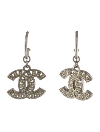 Chanel Strass CC Drop Earrings