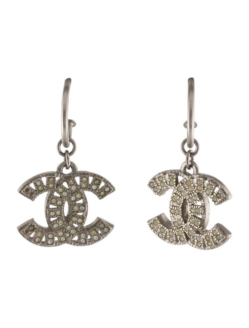Chanel Strass CC Drop Earrings