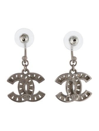 Chanel Strass CC Drop Earrings