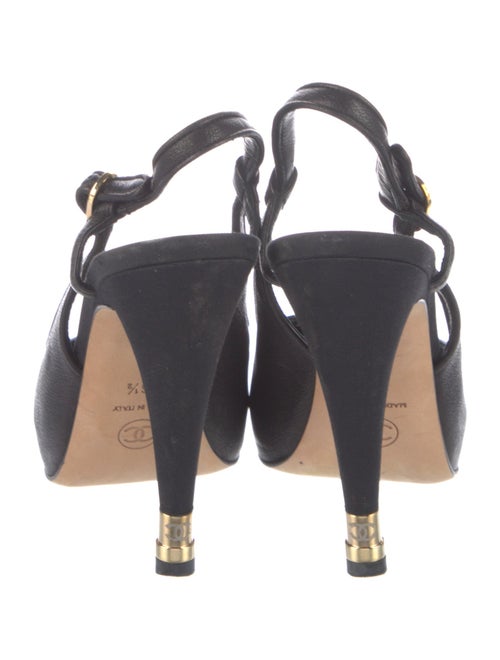 Chanel Interlocking CC Logo Leather Slingback Pumps