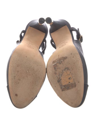 Chanel Interlocking CC Logo Leather Slingback Pumps
