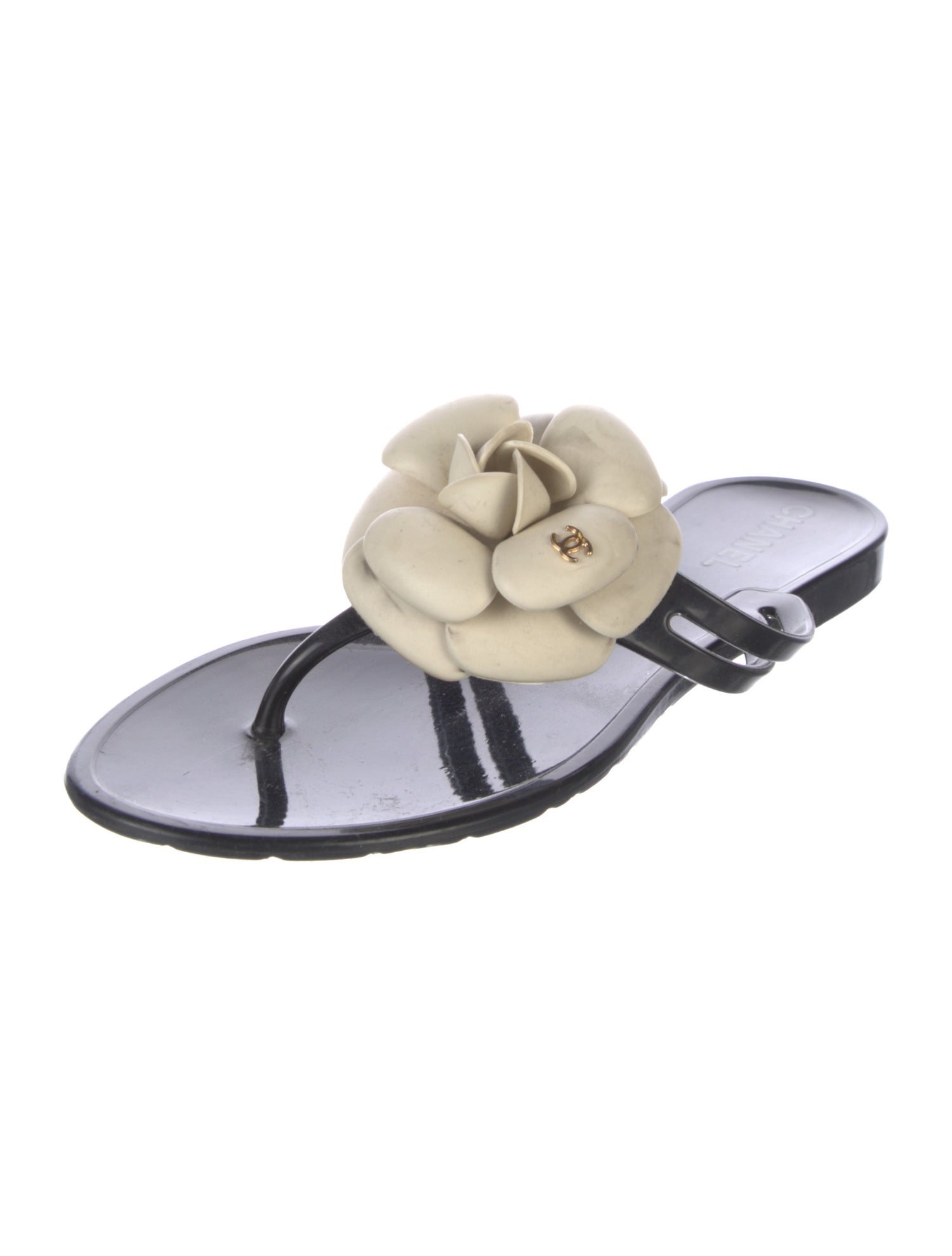 Chanel Interlocking CC Logo Rubber Slides