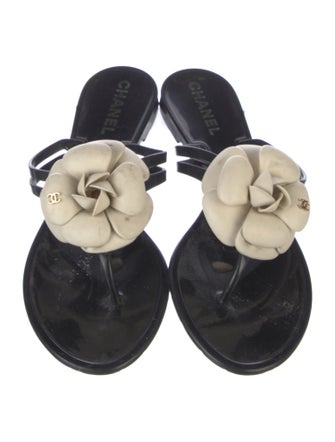 Chanel Interlocking CC Logo Rubber Slides