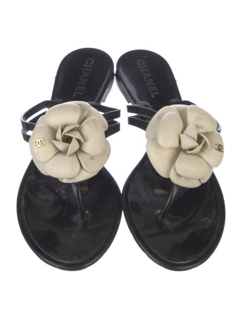 Chanel Interlocking CC Logo Rubber Slides