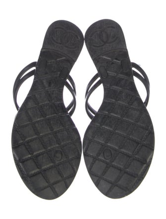 Chanel Interlocking CC Logo Rubber Slides