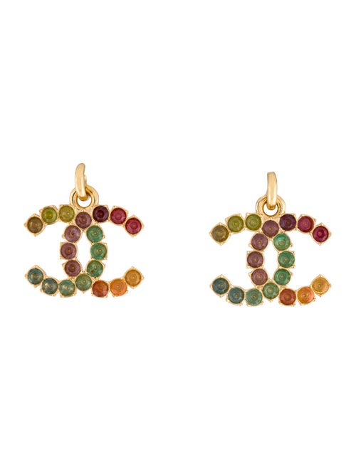 Chanel 2024 Strass CC Drop Earrings