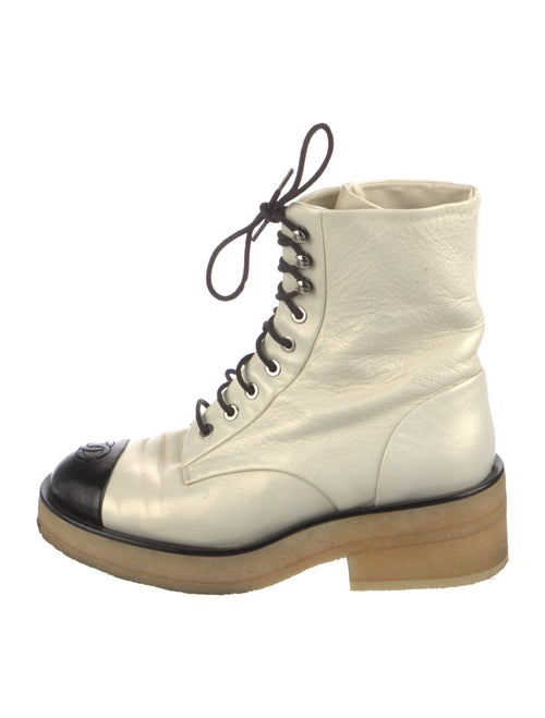 Chanel Interlocking CC Logo Leather Lace-Up Boots