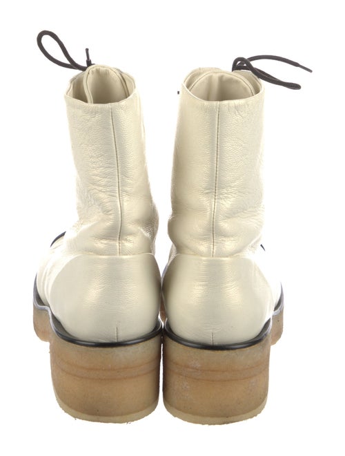 Chanel Interlocking CC Logo Leather Lace-Up Boots