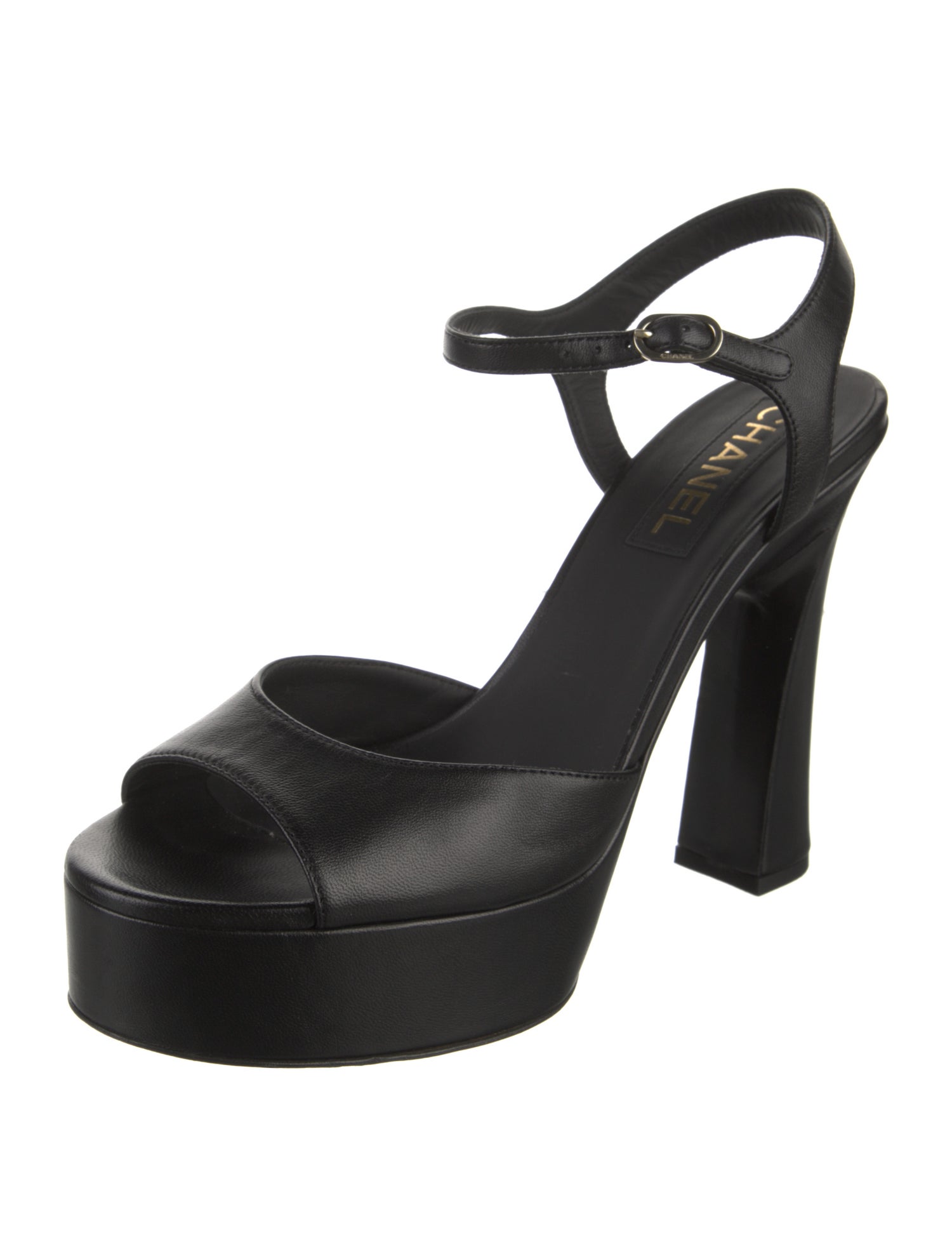 Chanel Interlocking CC Logo Leather Sandals