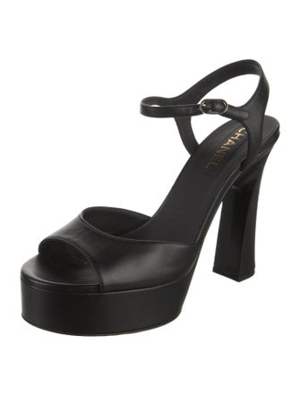 Chanel Interlocking CC Logo Leather Sandals