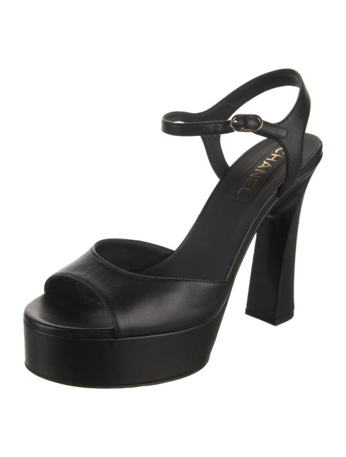 Chanel Interlocking CC Logo Leather Sandals