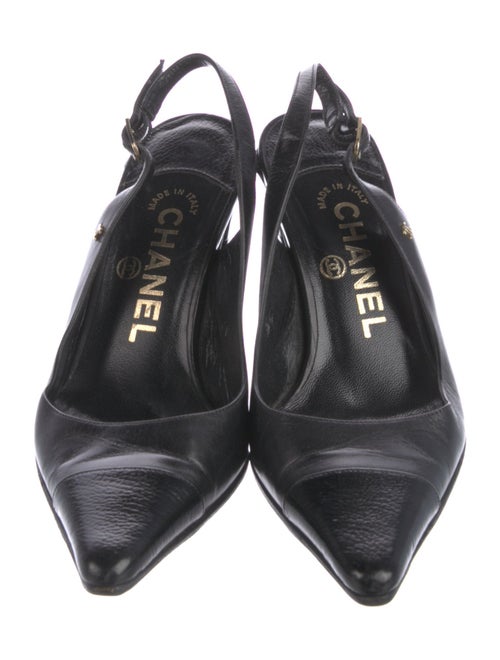 Chanel Interlocking CC Logo Leather Slingback Pumps