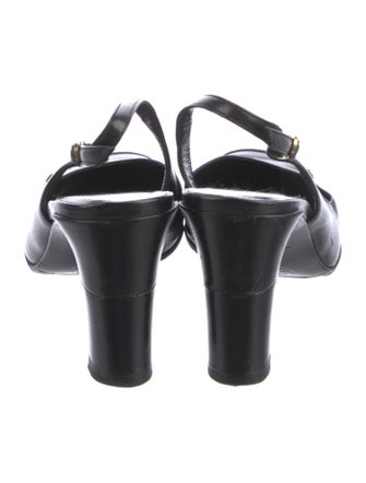 Chanel Interlocking CC Logo Leather Slingback Pumps