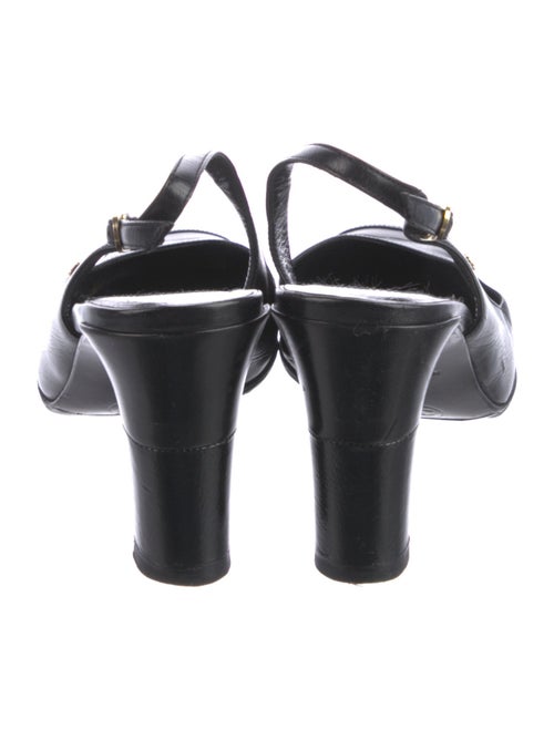 Chanel Interlocking CC Logo Leather Slingback Pumps
