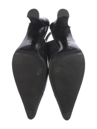 Chanel Interlocking CC Logo Leather Slingback Pumps