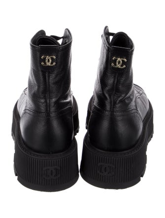 Chanel Interlocking CC Logo Leather Combat Boots