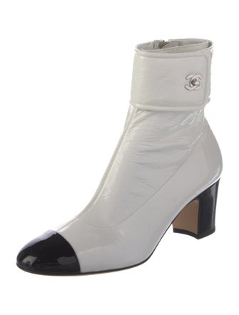 Chanel Interlocking CC Logo Patent Leather Boots