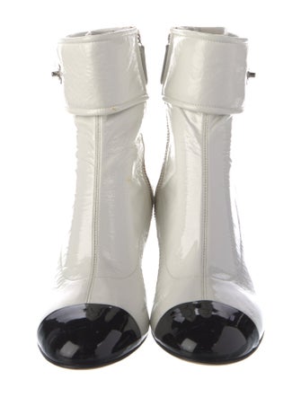 Chanel Interlocking CC Logo Patent Leather Boots