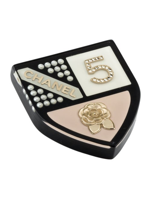 Chanel Strass, Enamel & Faux Pearl Shield Pin Brooch