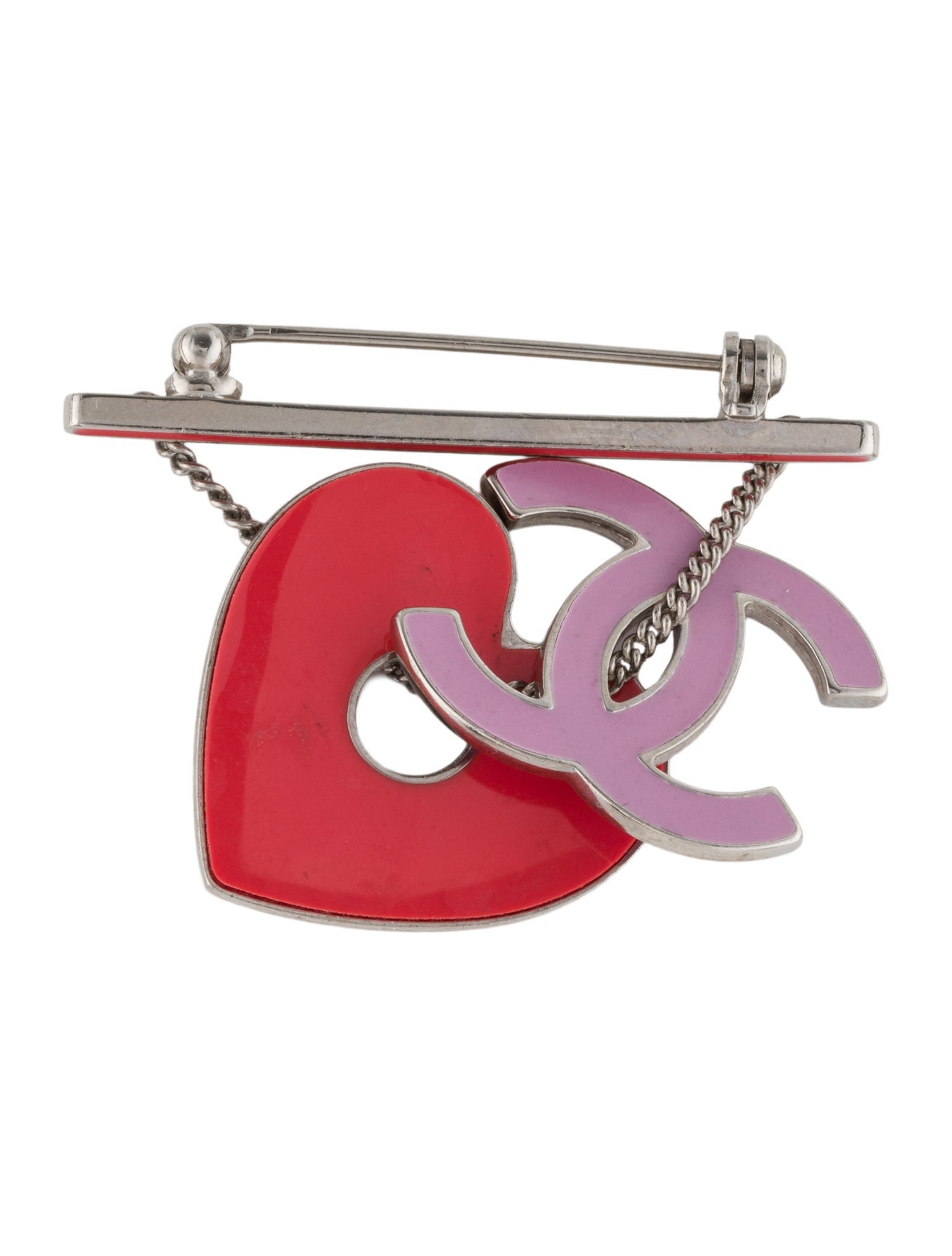 Chanel Enamel Heart CC Cham Brooch