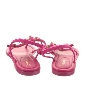 Chanel Interlocking CC Logo Leather T-Strap Sandals