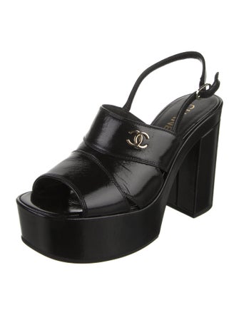 Chanel 2023 Interlocking CC Logo Slingback Sandals