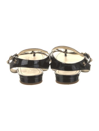 Chanel Interlocking CC Logo Patent Leather Sandals