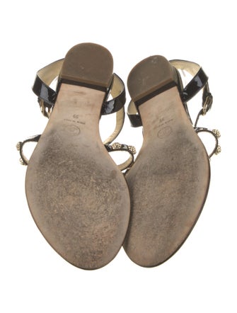Chanel Interlocking CC Logo Patent Leather Sandals