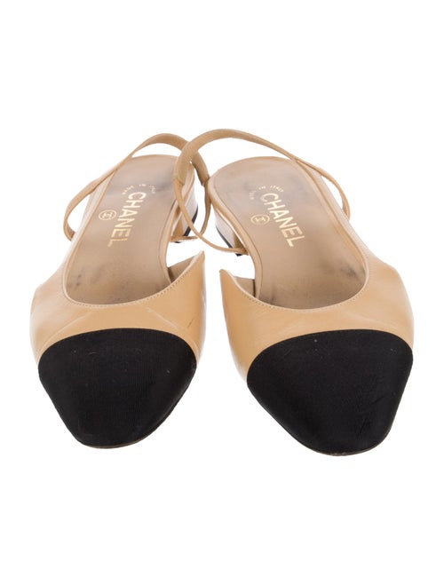 Chanel Interlocking CC Logo Leather Slingback Flats