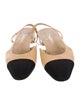 Chanel Interlocking CC Logo Leather Slingback Flats