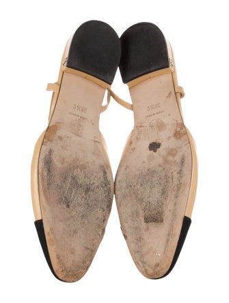 Chanel Interlocking CC Logo Leather Slingback Flats