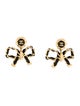 Chanel Leather & Resin CC Bow Drop Earrings