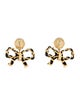 Chanel Leather & Resin CC Bow Drop Earrings
