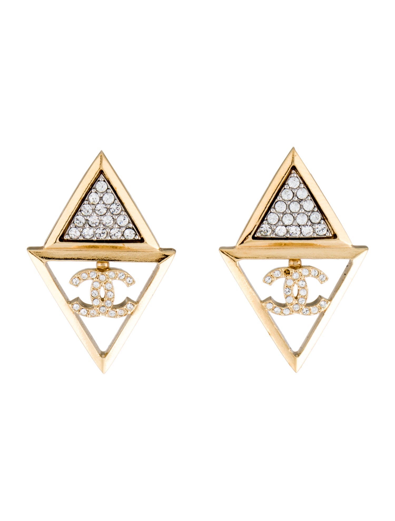 Chanel 2024 Strass CC Drop Earrings