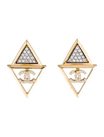 Chanel 2024 Strass CC Drop Earrings