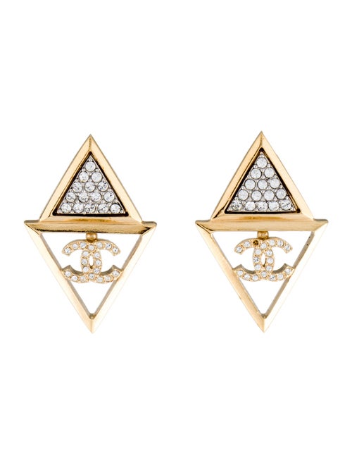 Chanel 2024 Strass CC Drop Earrings