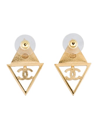 Chanel 2024 Strass CC Drop Earrings