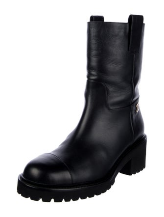 Chanel Interlocking CC Logo Leather Moto Boots