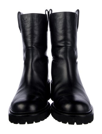 Chanel Interlocking CC Logo Leather Moto Boots