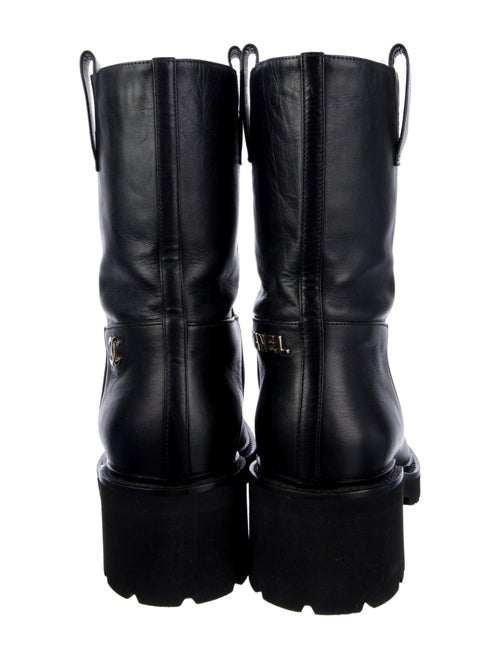 Chanel Interlocking CC Logo Leather Moto Boots
