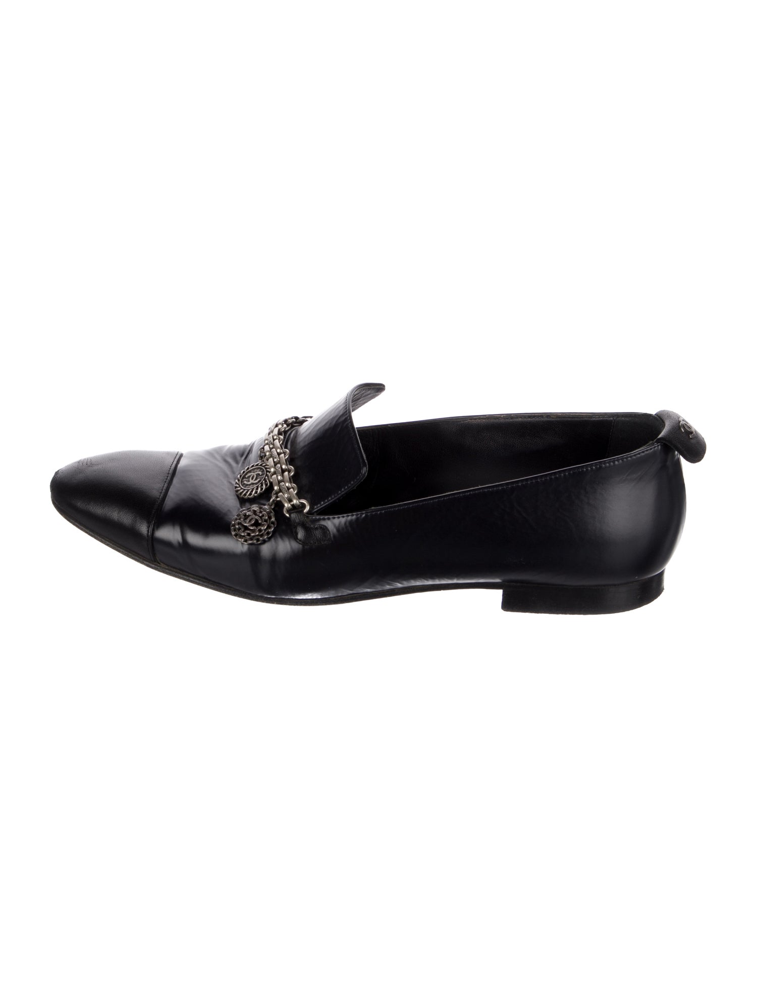 Chanel Interlocking CC Logo Leather Loafers