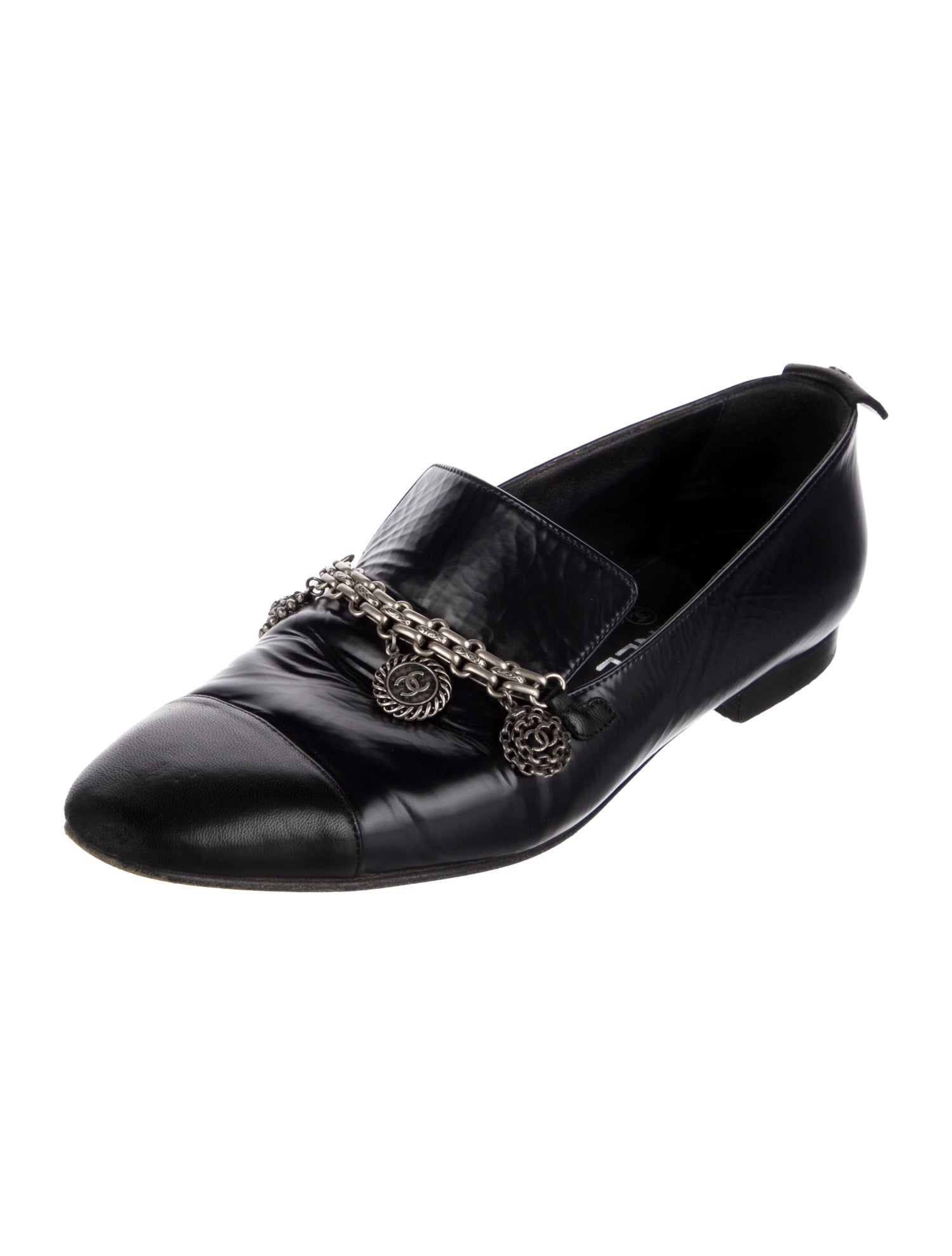 Chanel Interlocking CC Logo Leather Loafers