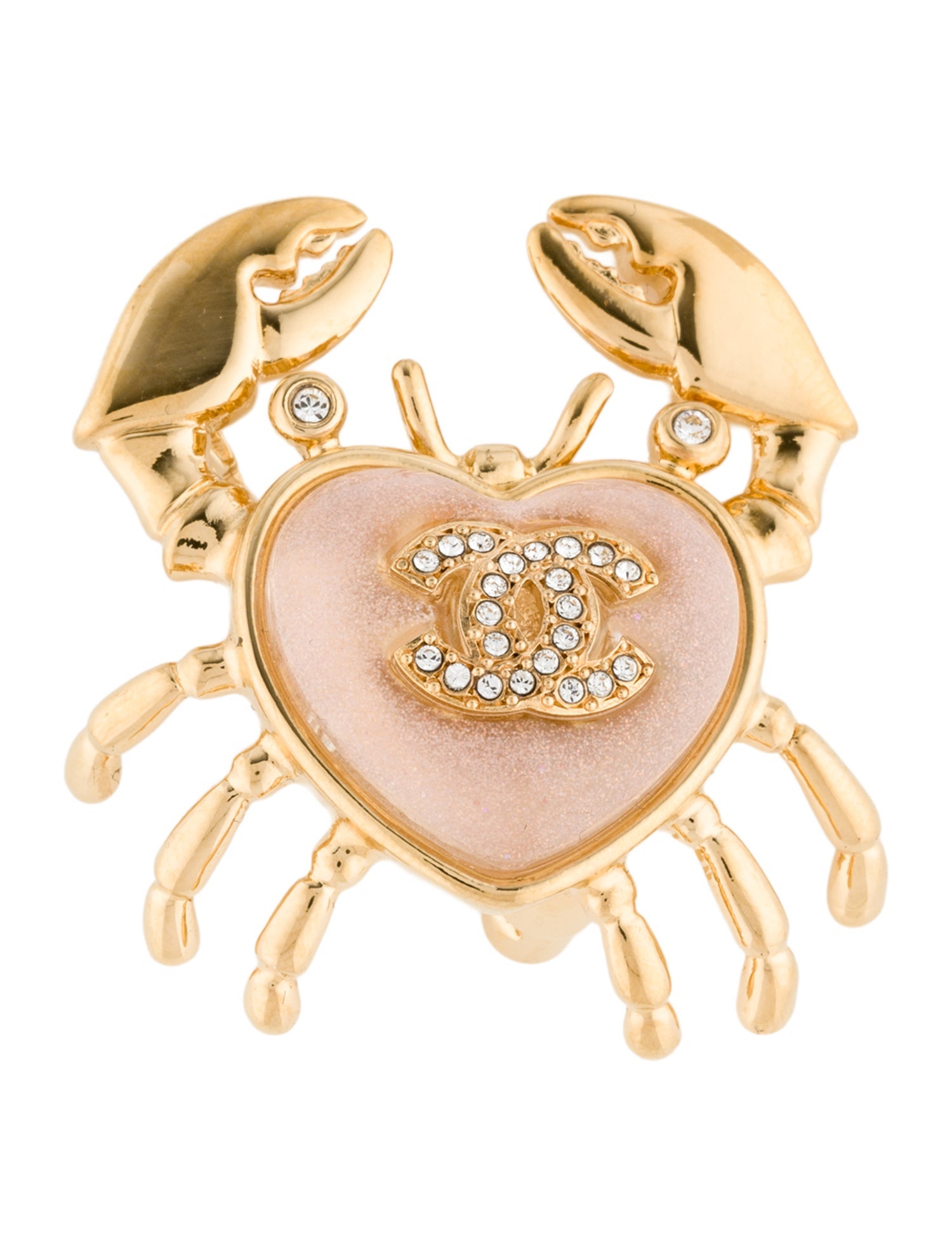 Chanel 2025 Resin & Strass CC Crab Brooch w/ Tags